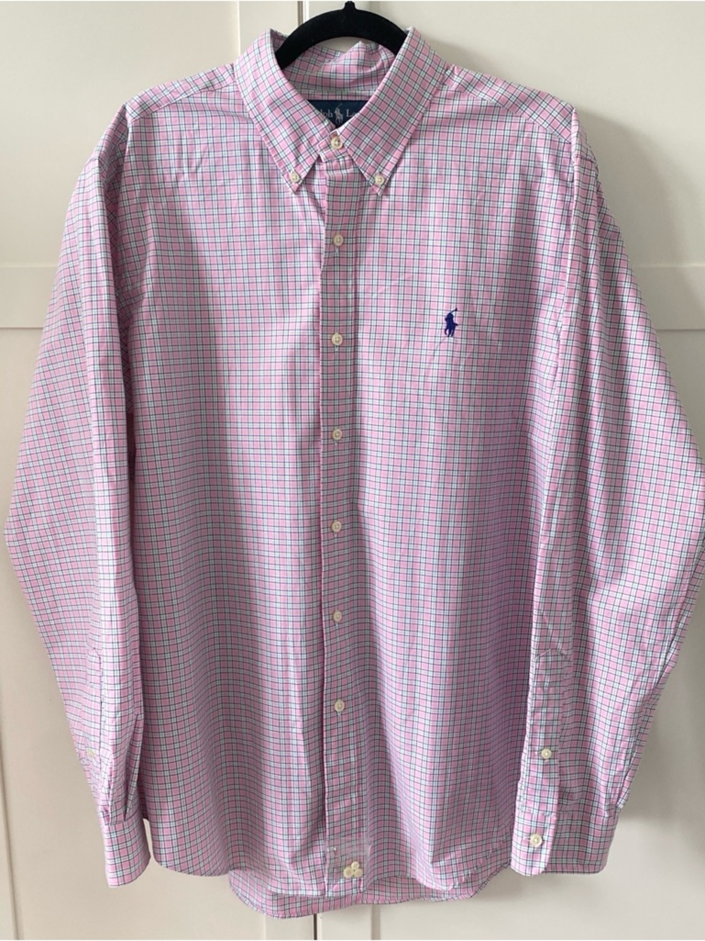 NWT Ralph Lauren Men’s Shirt Pink and Green Plaid Business Casual Size L